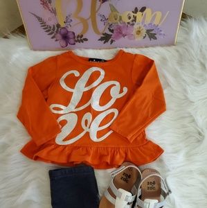 Toddler Girl Long Sleeved Ruffled Shirt- 12 mos